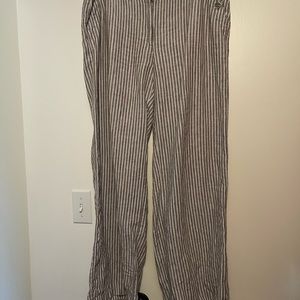 Chicos Taupe/Cream Linen Wide Leg Pants